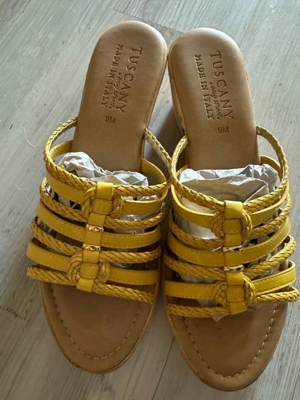 by Italy Yellow Braided Slide Sandals - Women